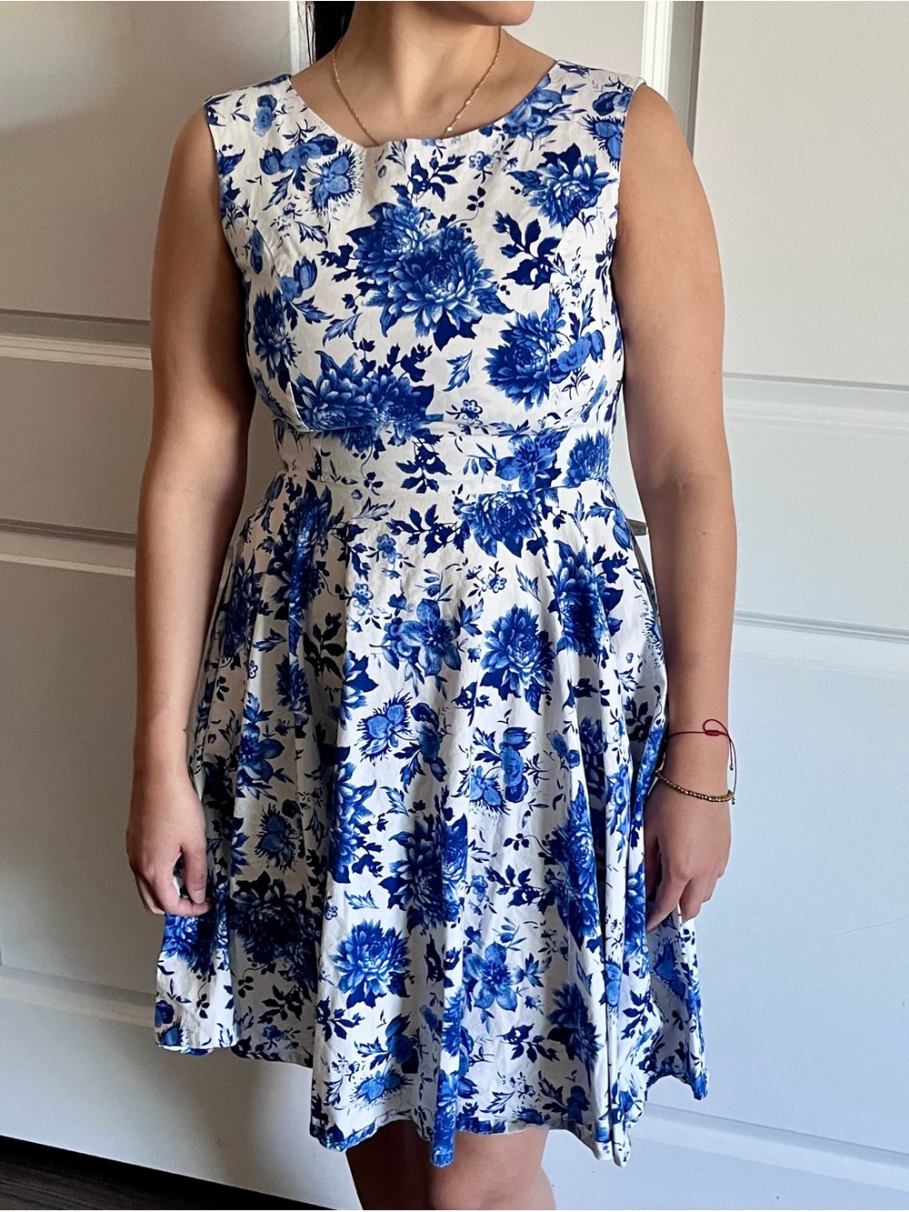 Blue Floral Flare Dress- 50’s Inspired